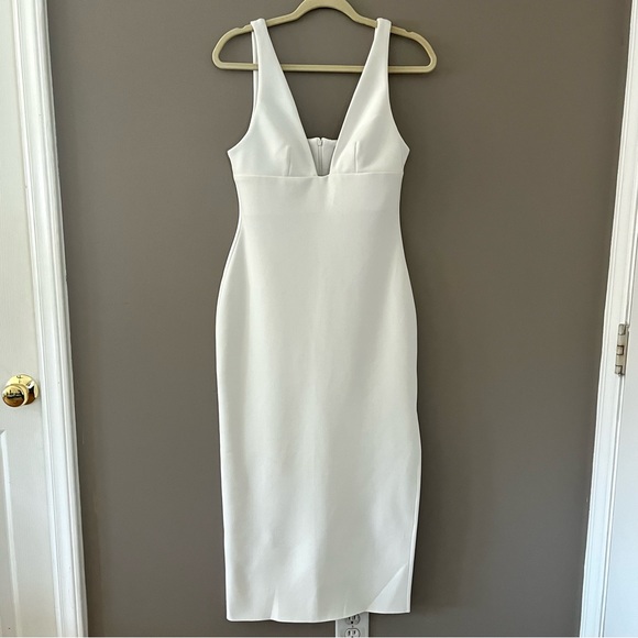 BEC & BRIDGE Ivory Iris V-Neck Stretchy Midi Dress Size 8 - Picture 3 of 15
